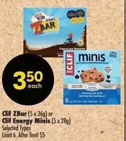 Shoppers Drug Mart Clif zbar or clif energy minis offer