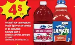 Maxi Clamato mott's cocktail aux canneberges ocean spray ou de tomate et de palourdes offer