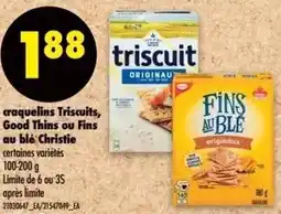 Maxi Craquelins triscuits, good thins ou fins au blé christie offer