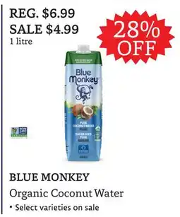 The Big Carrot BLUE MONKEY Organic Coconut Water offer