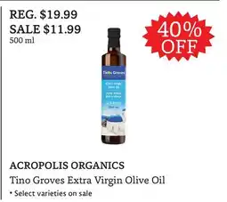 The Big Carrot ACROPOLIS ORGANICS Tino Groves Extra Virgin Olive Oil offer