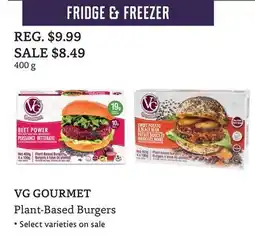 The Big Carrot VG GOURMET Plant-Based Burgers offer