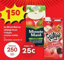 Maxi Jus minute maid ou mélange de jus fruitopia offer