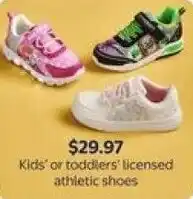 Walmart Kids or toddlers' licensed athletic shoes offer