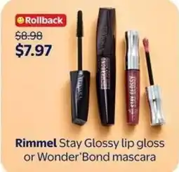 Walmart Rimmel Stay Glossy lip gloss or Wonder'Bond mascara offer