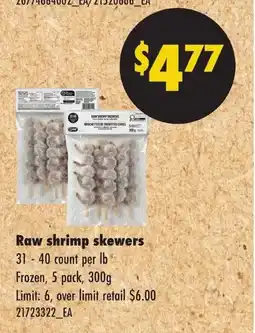No Frills Raw shrimp skewers offer