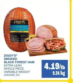 Wholesale Club Ziggy's smoked black forest ham offer