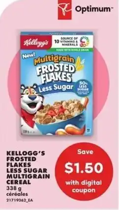 No Frills Kellogg's frosted flakes less sugar multigrain cereal offer