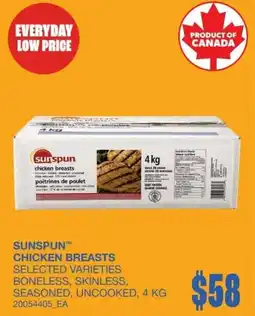 Wholesale Club Sunspun chicken breasts offer