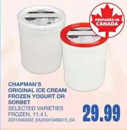 Wholesale Club Chapman's original ice cream frozen yogurt or sorbet offer