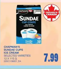 Wholesale Club Chapman's sundae cups ice cream offer