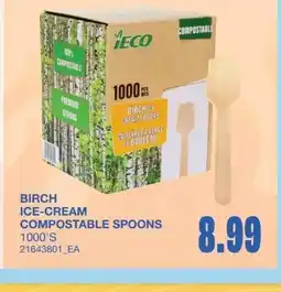 Wholesale Club Birch ice-cream compostable spoons offer