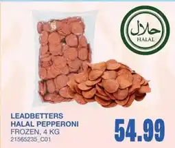 Wholesale Club Leadbetters halal pepperoni frozen offer