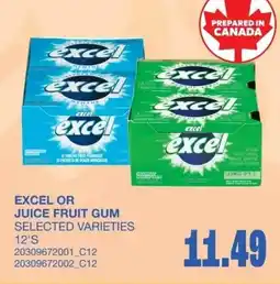 Wholesale Club Excel or juice fruit gum offer