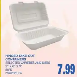 Wholesale Club Hinged take-out containers offer