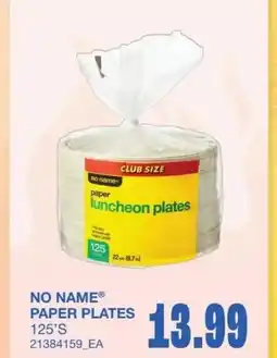 Wholesale Club No name paper plates offer