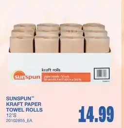 Wholesale Club Sunspun kraft paper towel rolls offer