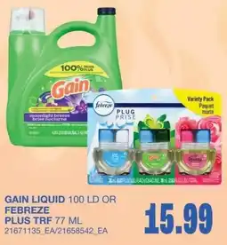 Wholesale Club Gain liquid or febreze plus trf offer