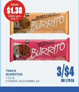Wholesale Club Tina's burritos offer