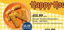 Wholesale Club Mccain battered mozzarella sticks offer