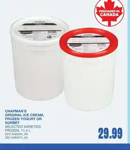 Wholesale Club Chapman's original ice cream, frozen yogurt or sorbet offer