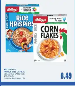 Wholesale Club Kellogg's family size cereal offer
