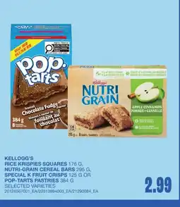 Wholesale Club Kellogg's rice krispies squares nutri-grain cereal bars, special k fruit crisps or pop-tarts pastries offer