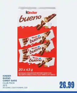 Wholesale Club Kinder bueno candy bars offer