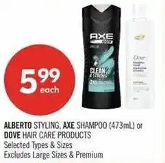 Shoppers Drug Mart Alberto, axe or dove offer