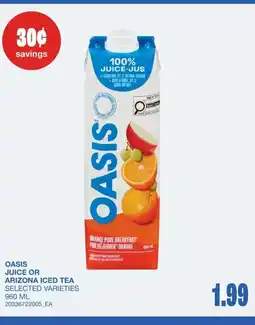 Wholesale Club Oasis juice or arizona iced tea offer