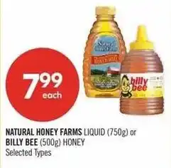Shoppers Drug Mart Natural honey farms liquid or billy bee honey offer