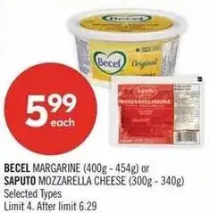 Shoppers Drug Mart Becel margarine or saputo mozzarella cheese offer