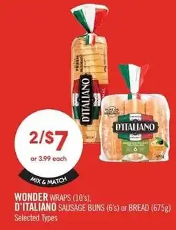 Shoppers Drug Mart Wonder wraps, d'italiano sausage buns or bread offer