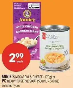 Shoppers Drug Mart Annie's macaroni & cheese or pc ready to serve soup offer