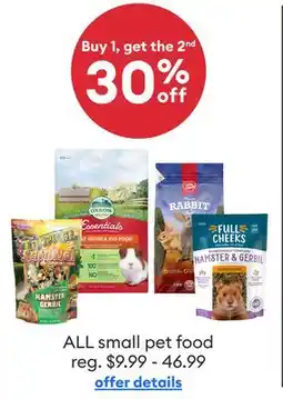 Petsmart ALL small pet food offer