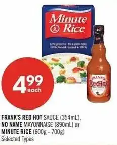 Shoppers Drug Mart Frank's red hot, no name or minute rice offer