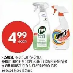 Shoppers Drug Mart Resolve, shout or vim offer