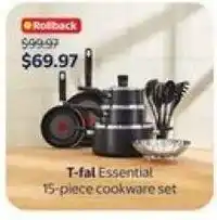 Walmart T-fal Essential 15-piece cookware set offer