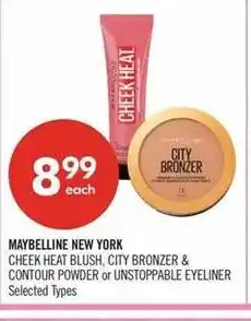 Shoppers Drug Mart Maybelline new york cheek heat blush, city bronzer & contour powder or unstoppable eyeliner offer