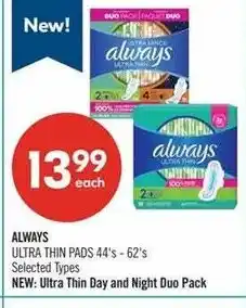 Shoppers Drug Mart Always ultra thin pads offer