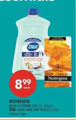 Shoppers Drug Mart Neutrogena facial cleansing bar or dial liquid hand soap refills offer