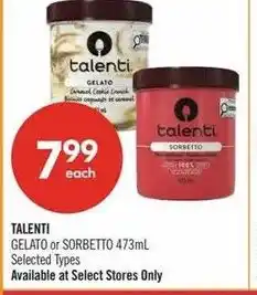 Shoppers Drug Mart Talenti gelato or sorbetto offer