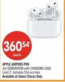 Shoppers Drug Mart Apple airpods pro 3rd generation with charging case offer