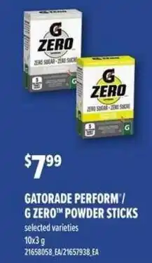 Atlantic Superstore Gatorade perform/ g zero powder sticks offer