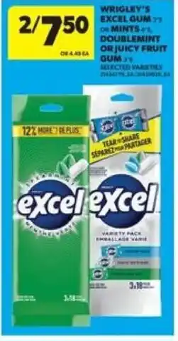 Real Canadian Superstore Wrigley's excel gum or mints & doublemint or juicy fruit gum offer