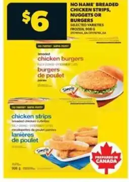 Real Canadian Superstore No name breaded chicken strips, nuggets or burgers offer