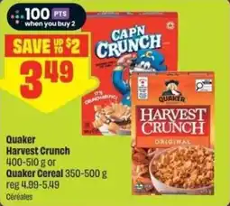 Chalo FreshCo Quaker Harvest Crunch or Quaker Cereal offer