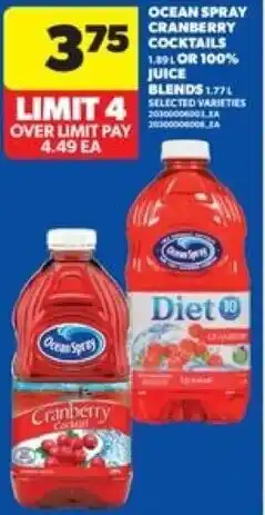 Real Canadian Superstore Ocean spray cranberry cocktails offer