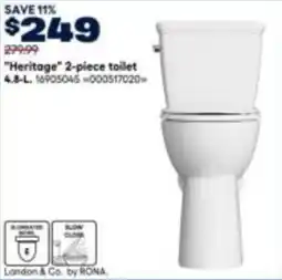 RONA "Heritage" 2-piece toilet offer