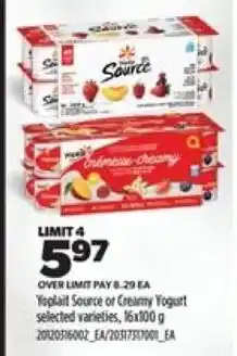 Real Canadian Superstore Yoplait Source or Creamy Yogurt sellected varieties offer